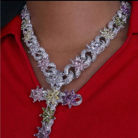 Elegant Purple and Silver Necklace 18inch - Picture 6 of 9